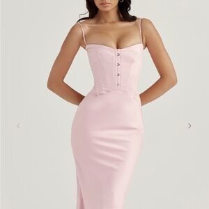 House of CB Imogen Satin Corset Midi Dress
